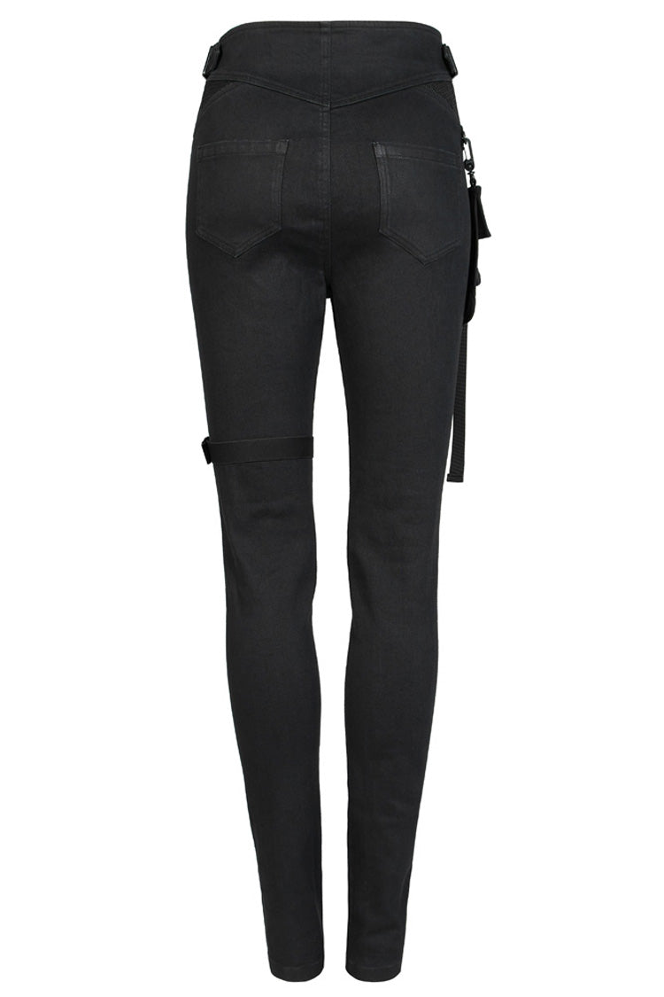 Punk Functional Tooling Pocket Belt V-Split Zipper Women's Trousers
