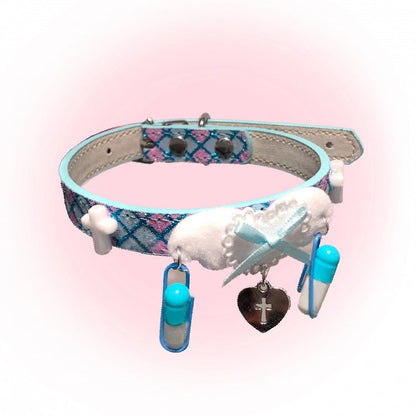 Pink Blue Kawaii Bowknot Heart Cross Wing Choker