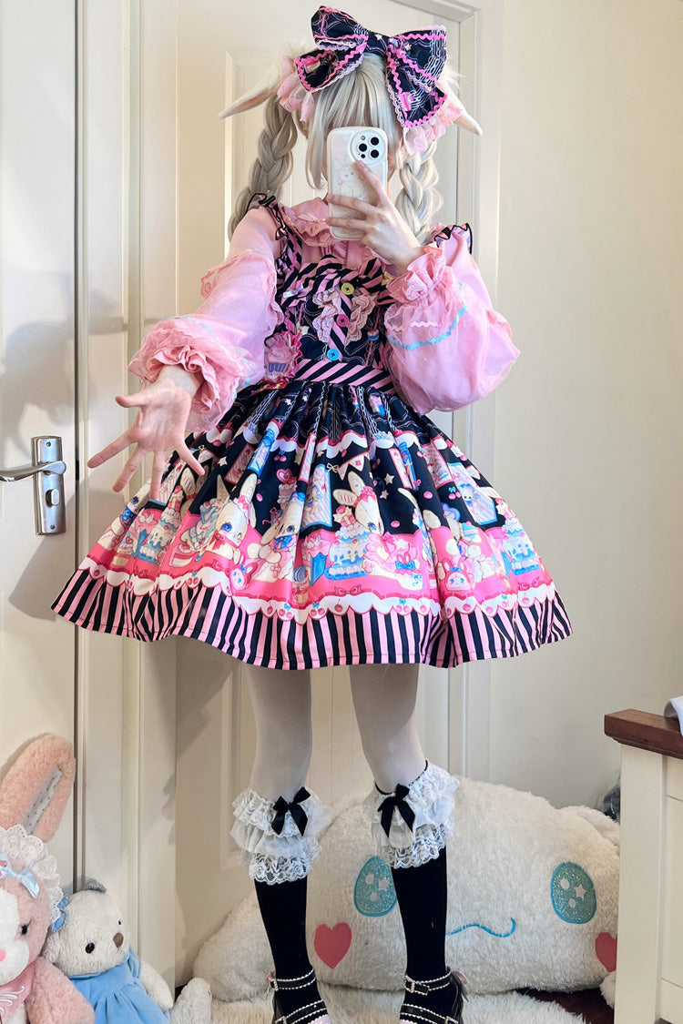 Bunny Pastry Chef Print Bowknot Gothic Japanese Lolita JSK