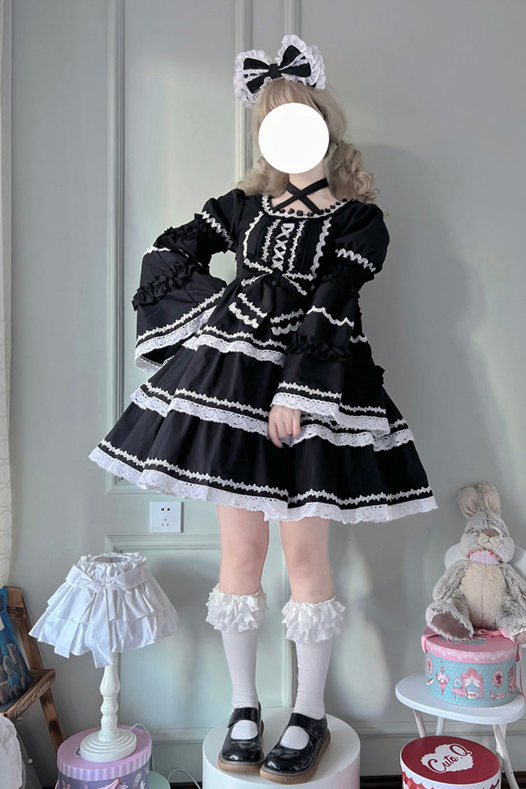 Gothic Lolita Dress with Detachable Sleeves and Bowknot