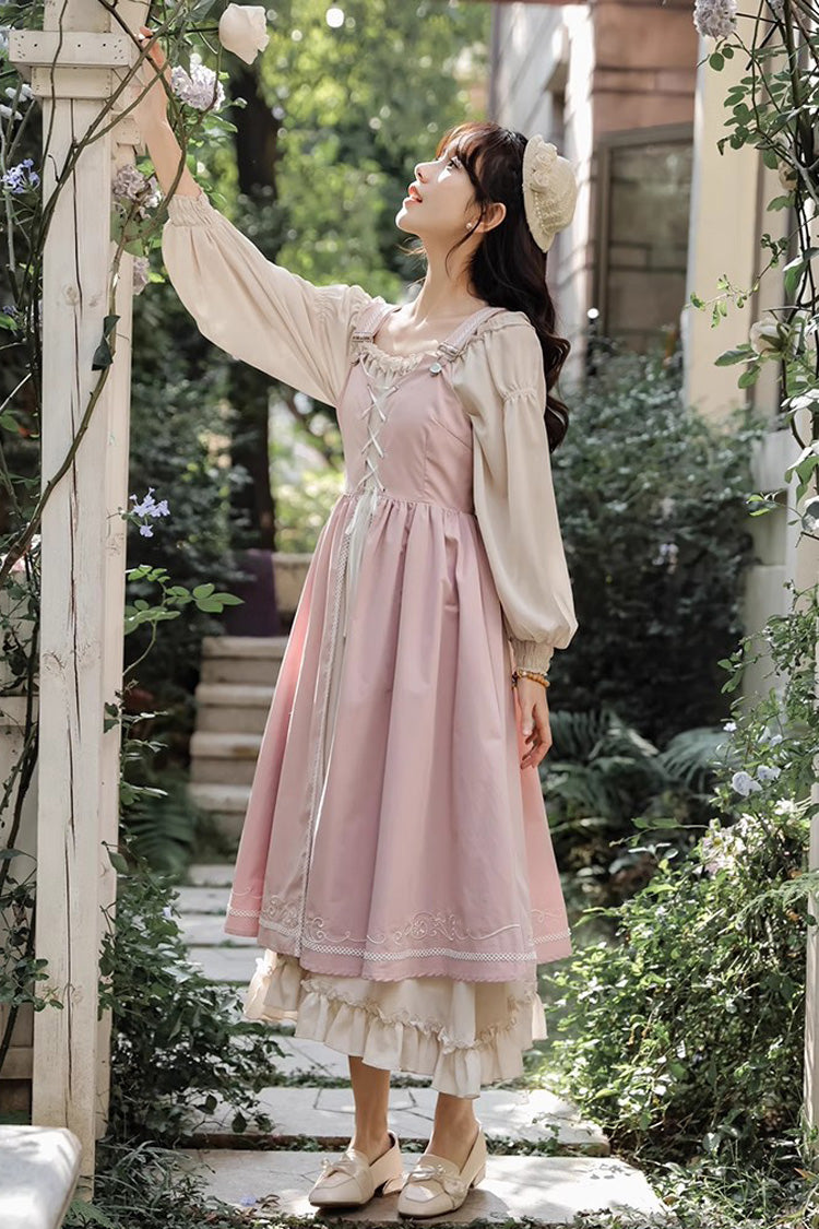 Pink Two Piece Set with Long Sleeves - Elegant Lolita