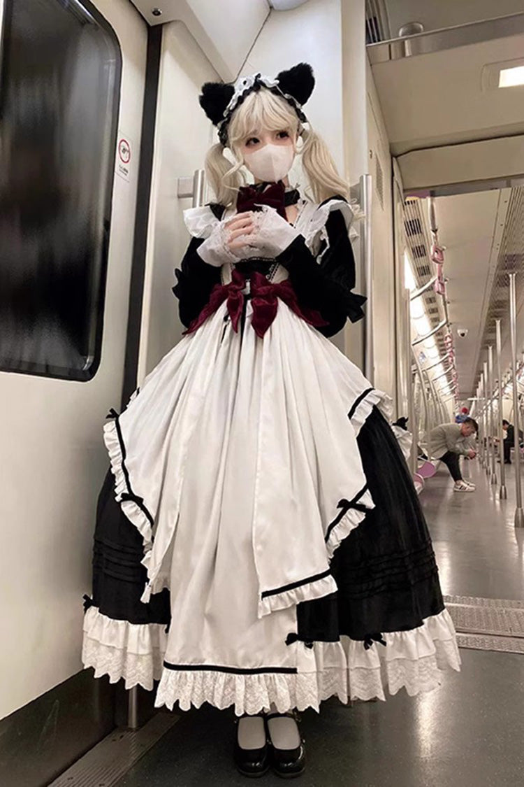 Gothic Princess Apron Dress with Ruffled JSK Set