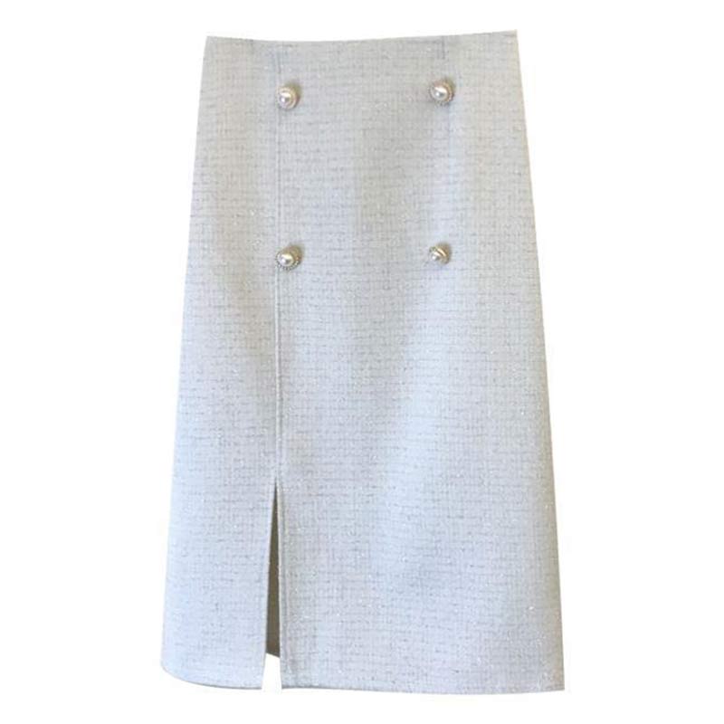 Classy Button Front Split Skirt