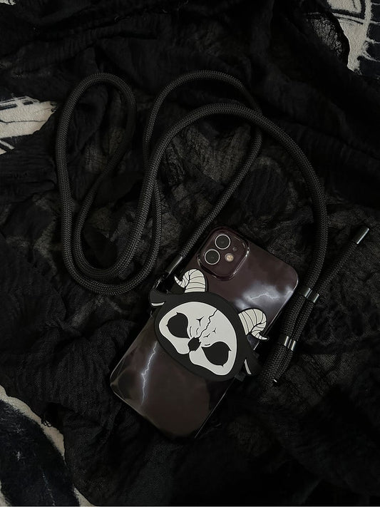 With and Black Mobile White Strap Phone Grim Clip Back Crossbody Reaper Gothic