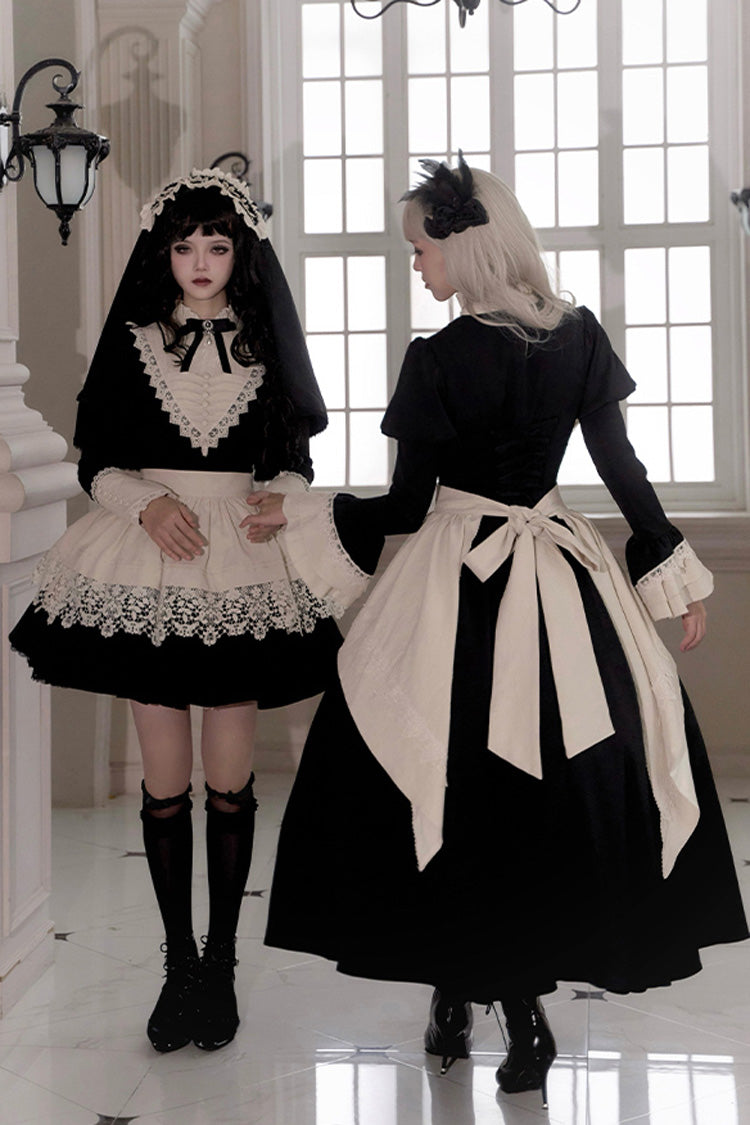 Black Gothic Short Sleeve Ruffled Nun Lolita Dress