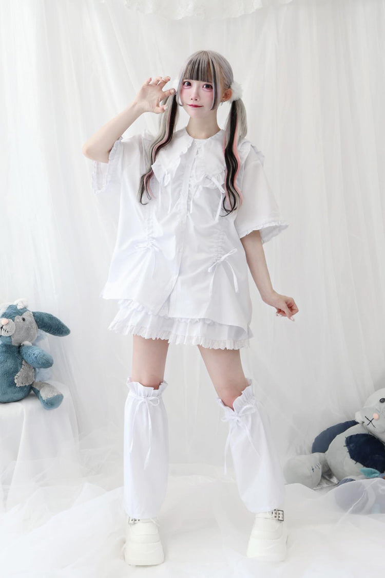 Doll Collar Long Sleeve Ruffled Bow Sweet Jirai Kei Blouse