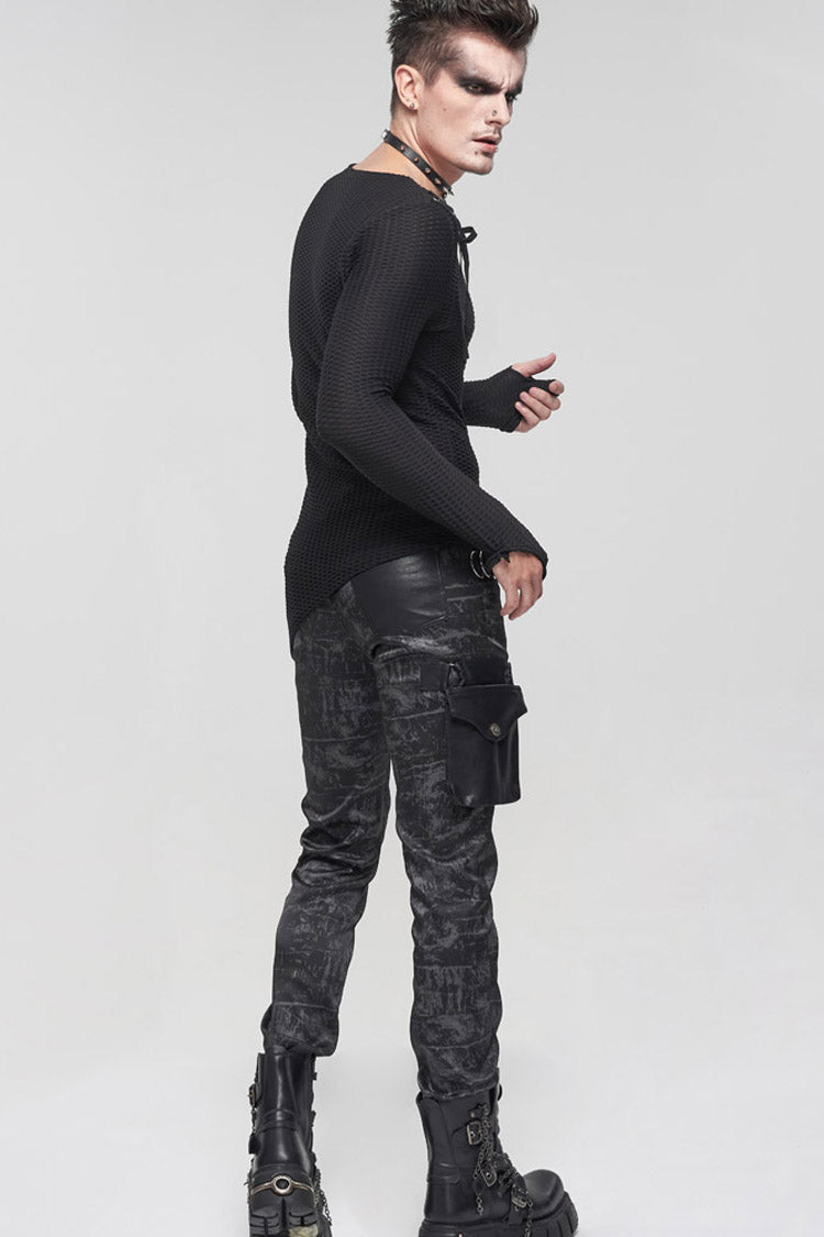 Gothic Asymmetric Drawstring Coarse Net Men's Shirt