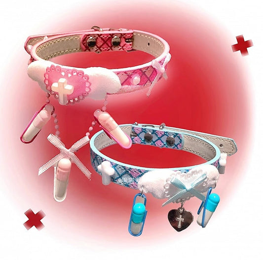 Pink Blue Kawaii Bowknot Heart Cross Wing Choker