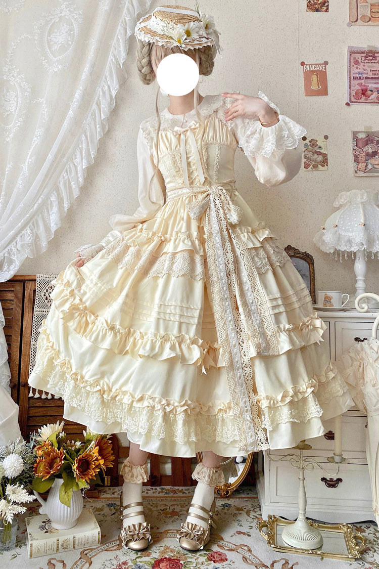 Lillian Ruffle Bow Lace Sweet Lolita Jsk Dress 4 Colors