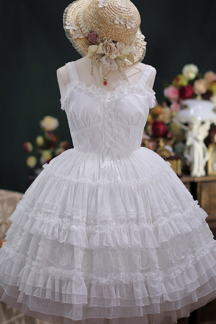 Elegant French Ruffle Sweet Lolita Tiered JSK Dress - Dream Bouquet