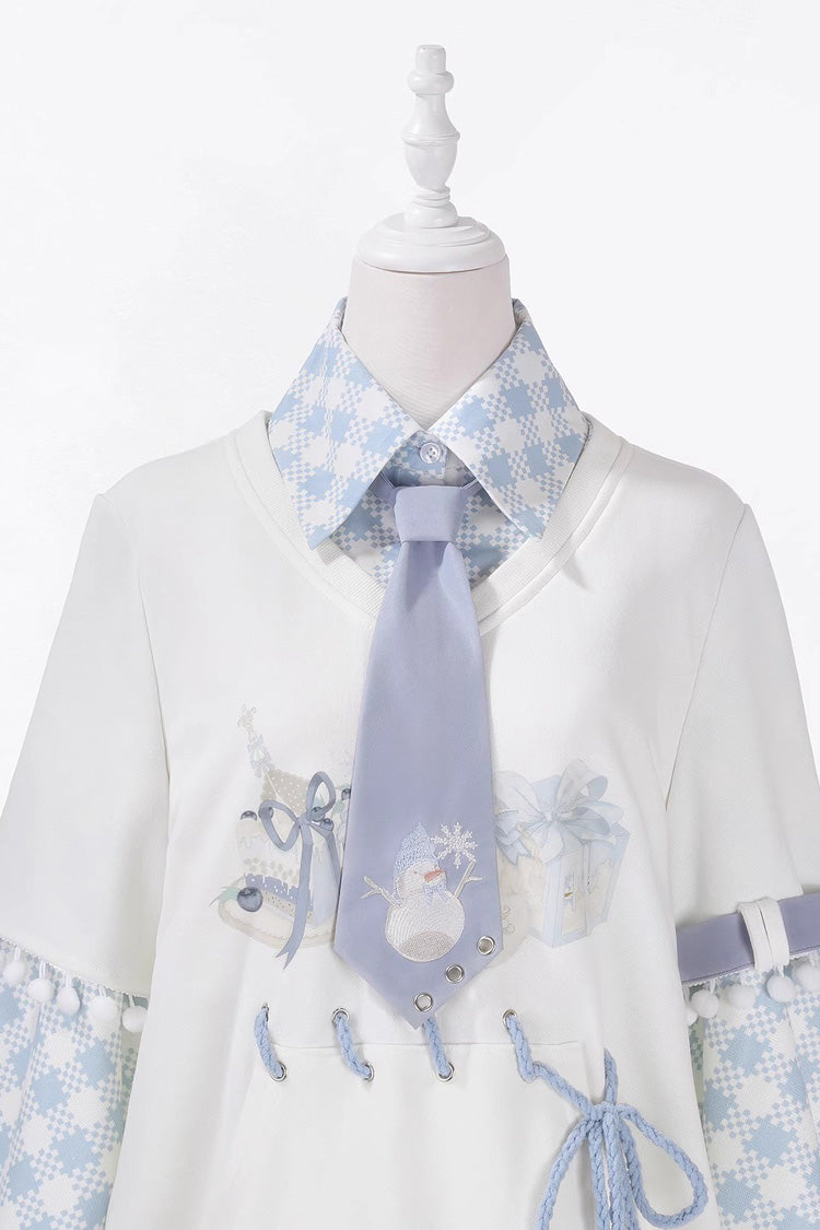 Ivory Prince Ouji Lolita Set with Asymmetric Print and Long Sleeves
