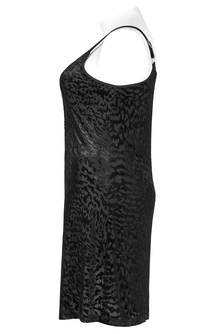 Plus Size Gothic Dress with Bat Print, Embroidery and Adjustable Straps