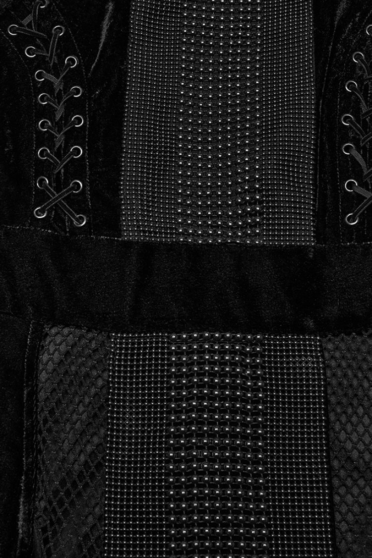 Ebony Halterneck Sleeveless Stitching Mesh Gothic Dress