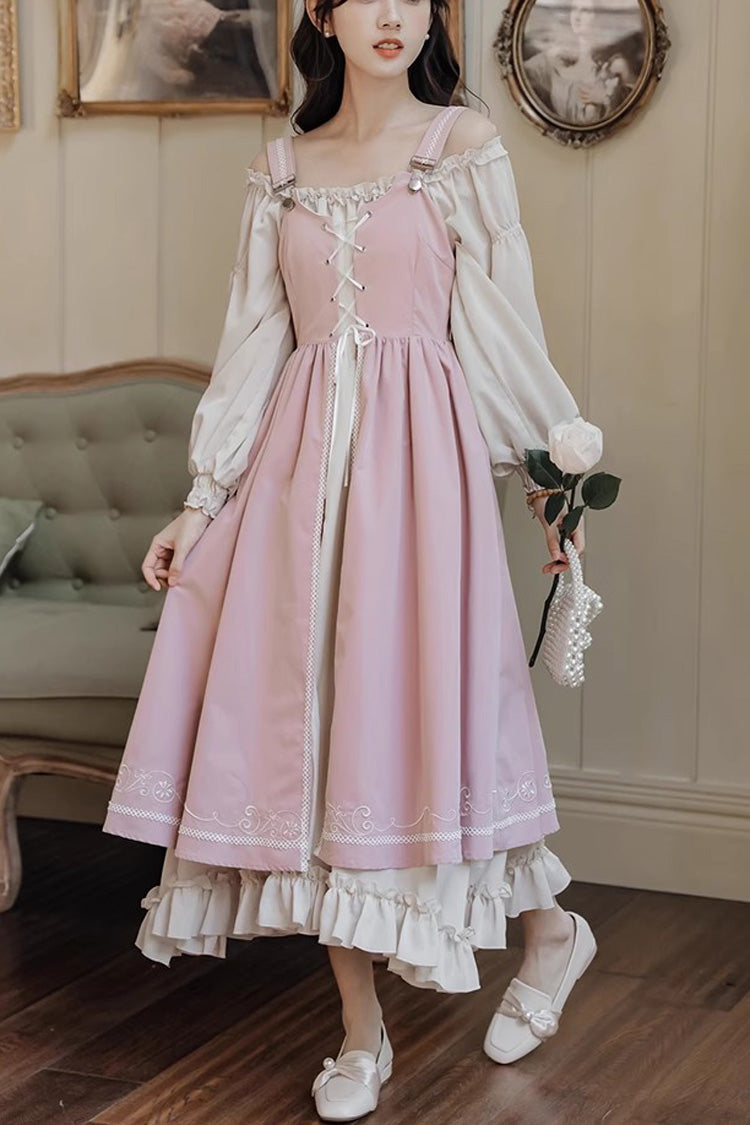 Pink Two Piece Set with Long Sleeves - Elegant Lolita