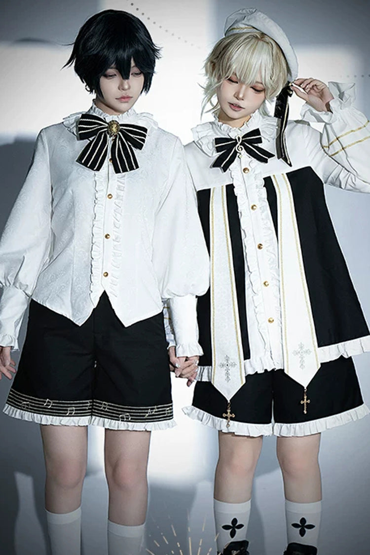 Long-Sleeve Gothic Set with Bow Chain Decor and Ouji Style