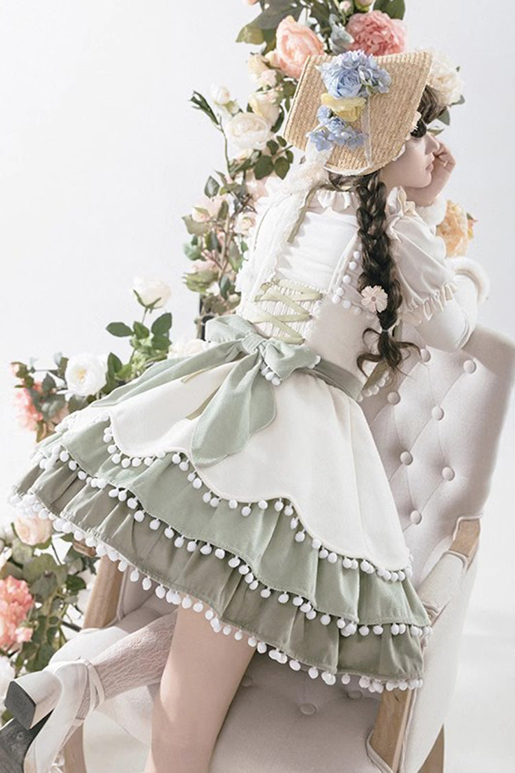 Autumn Winter Multi-Layer Ruffle JSK Dress with Bow
