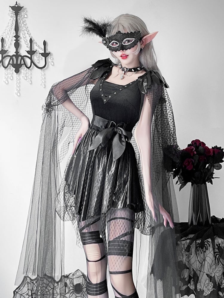 Halloween Black Dark Goth Dress Lace Costume