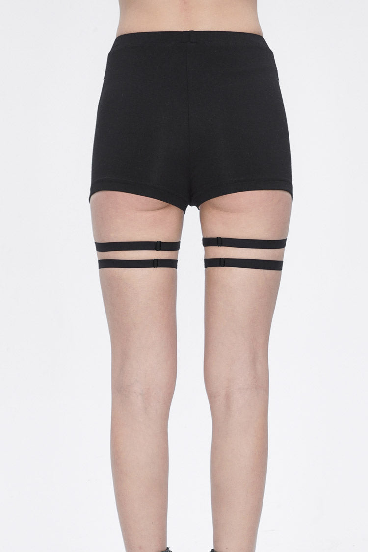 Jet Black Spaghetti Strap Steampunk Shorts for Women - Victorian Edge