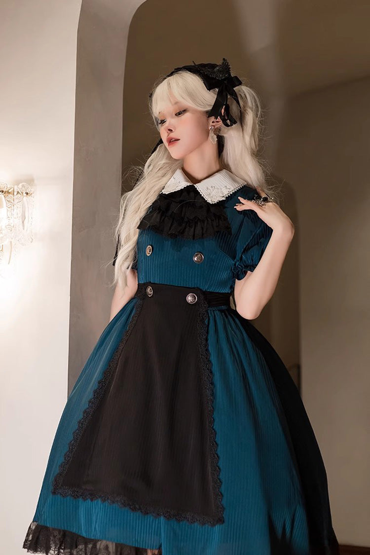 Dark Green Deacon Detachable Apron Gothic Gown