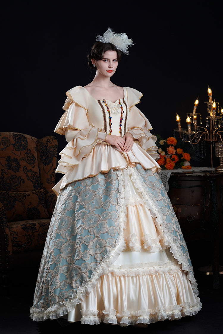 Half Trumpet Sleeve Ruffled Embroidery Cardigan Lace Victorian Dress