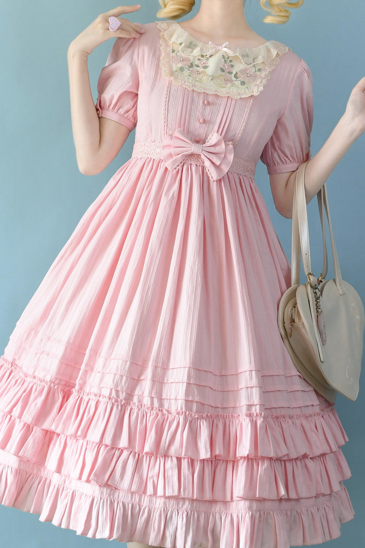 Girly Nelly Embroidered Multi-Layer Ruffled Sweet Dress