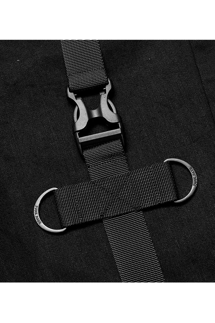 Punk Functional Tooling Pocket Belt V-Split Zipper Women's Trousers