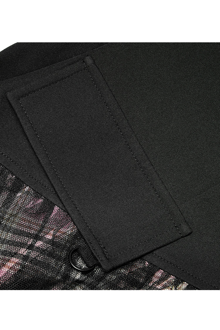 Pink & Black Punk Mesh Skirt with Pocket Accents & Waist Detail