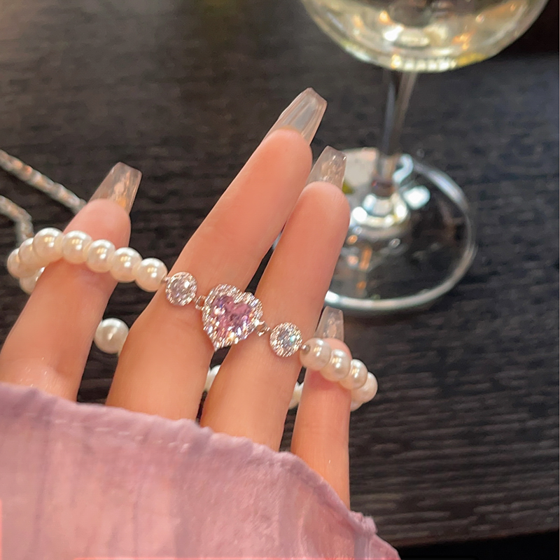 Pink Diamond Pearl Love Bracelet - Heartzcore