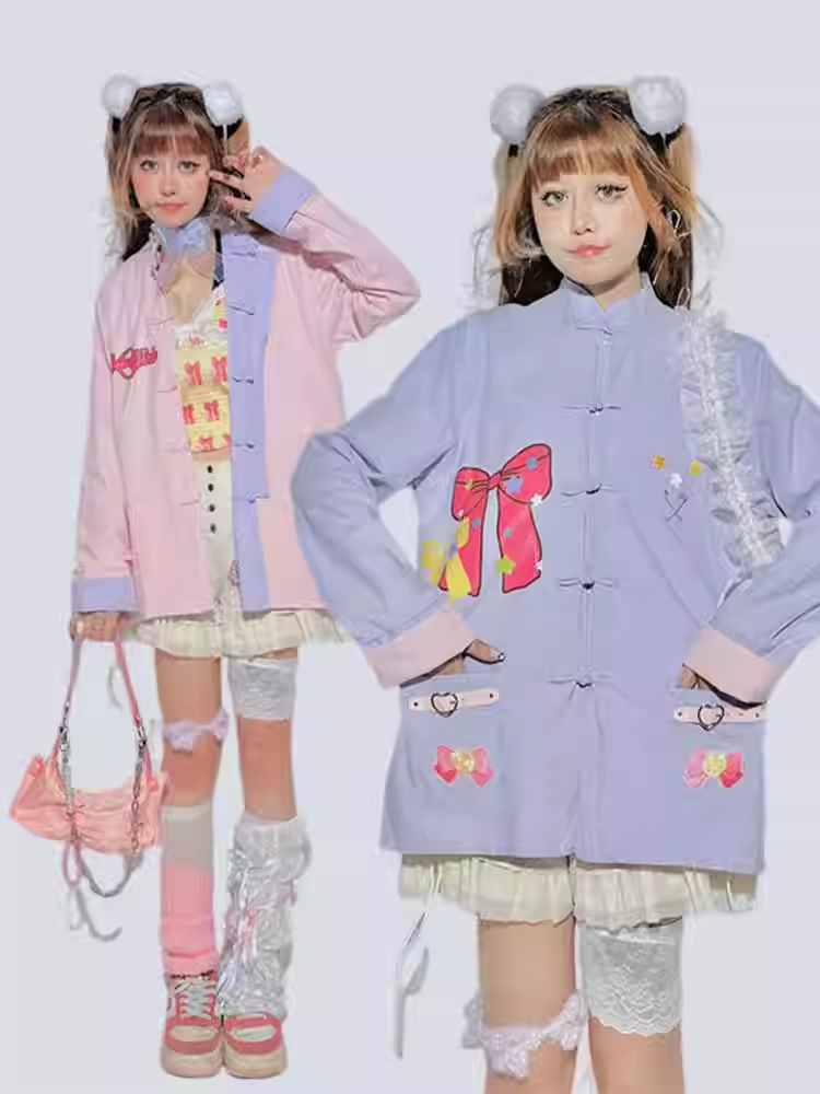 Reversible Pink Purple  Bow Buckle Shirt