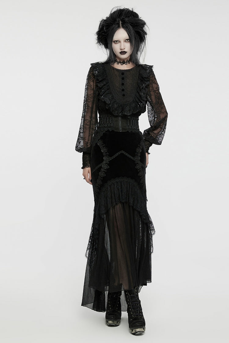 Gothic Underbust Corset with Beaded Lace & Lace-Up Back