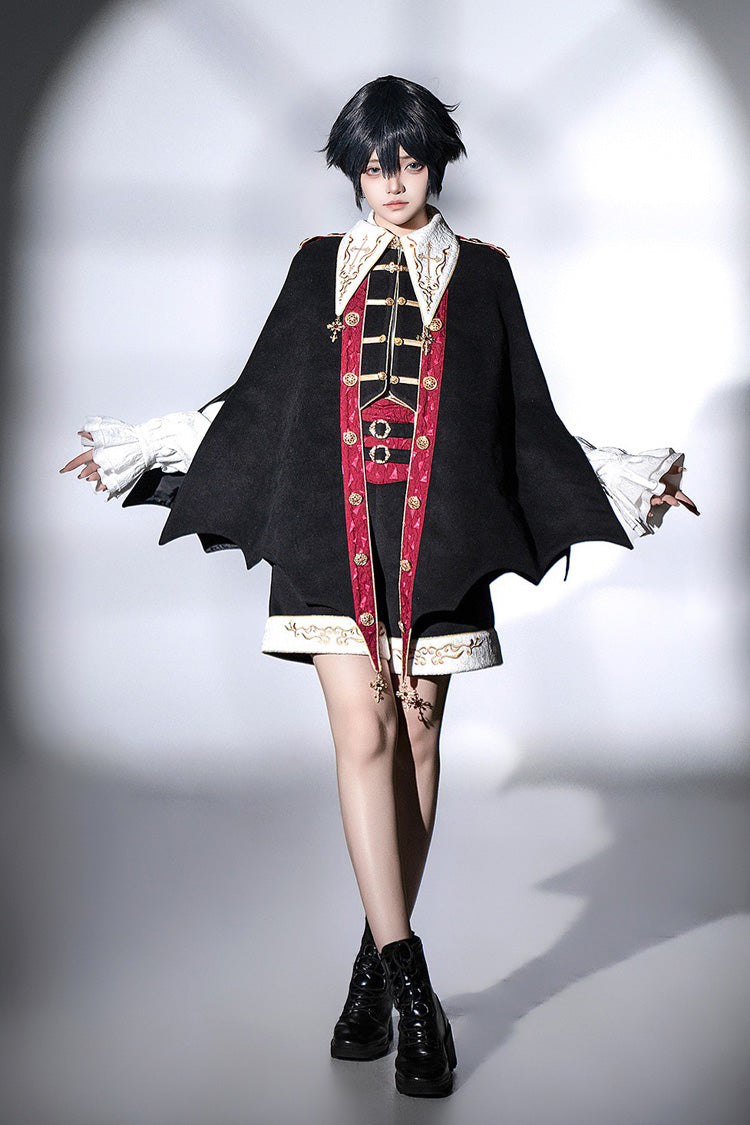Noir Long Sleeve Embroidered Gothic Prince Handsome Set - Vampire Noble Court