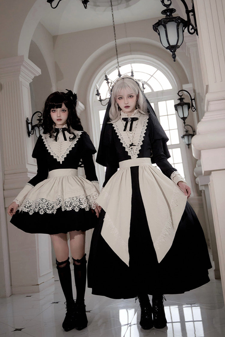 Black Gothic Long Sleeve Ruffled Nun Lolita Dress