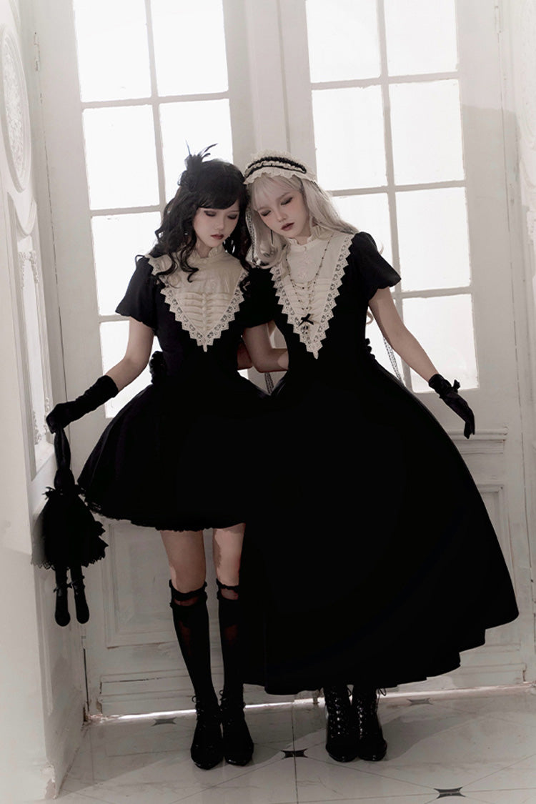 Black Gothic Long Sleeve Ruffled Nun Lolita Dress