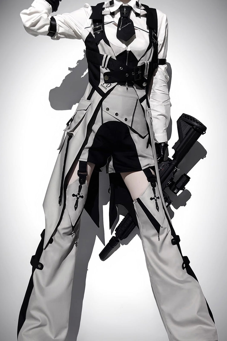 Black/White Color-Block Sci-Fi Lolita Blouse