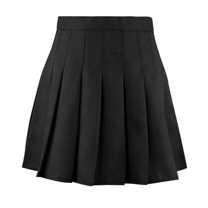 Black Pleated High Waist College Style Mini Skirt