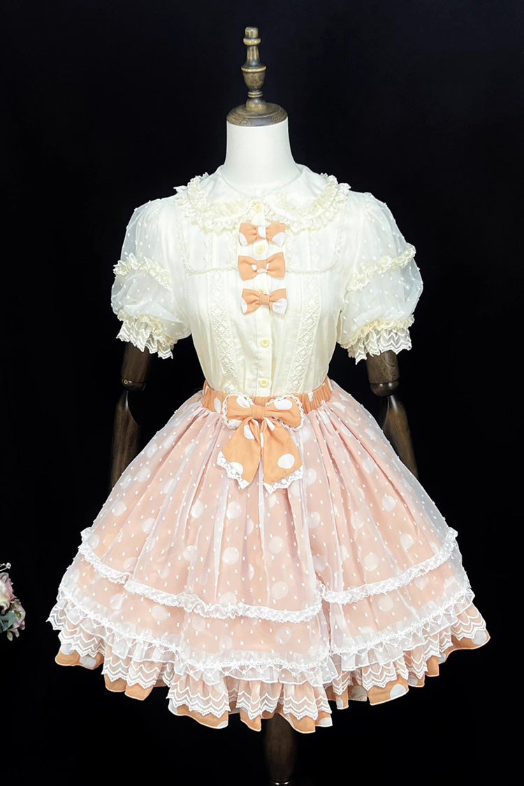 Wave Candy Triple-Layered Print Ruffle Bowknot Sweet Lolita Skirt