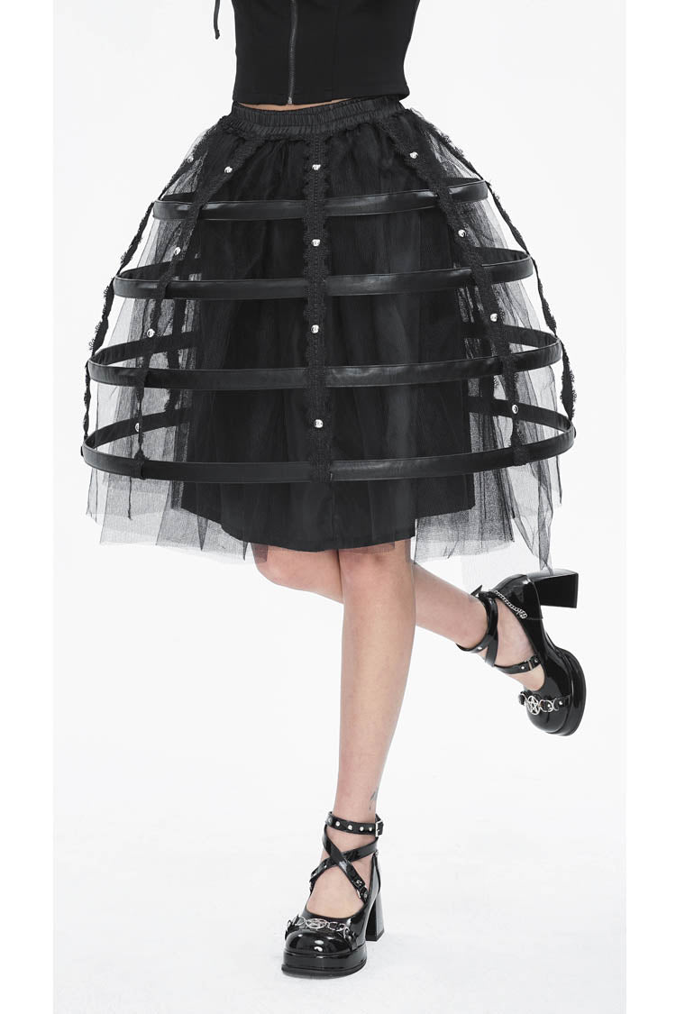 Gothic Underskirt with Lace & Cutout Details for Women