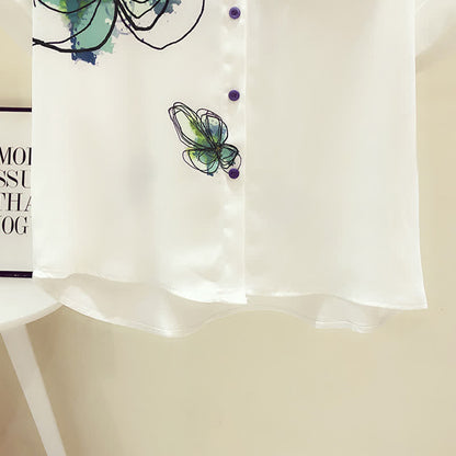 Floral Print Short Sleeve Lapel Shirt