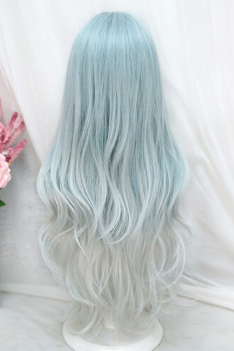 Ombre Long Curly Wig in Blue-Grey - Sweet Lolita Style