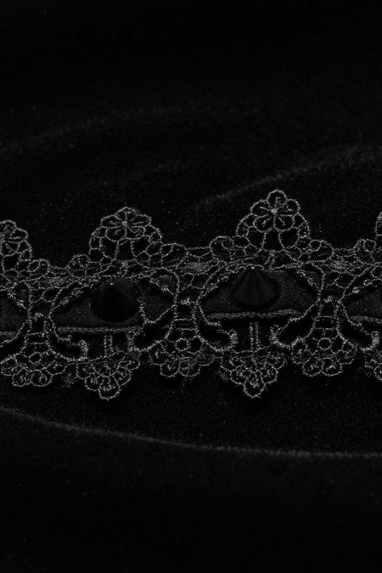 Gothic Cloak with Stand Collar, Lace Stitching and Nail Decorations