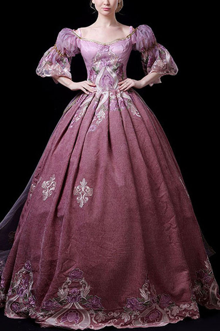 Victorian Lolita Prom Dress with Embroidery, Half Sleeves, High Waist