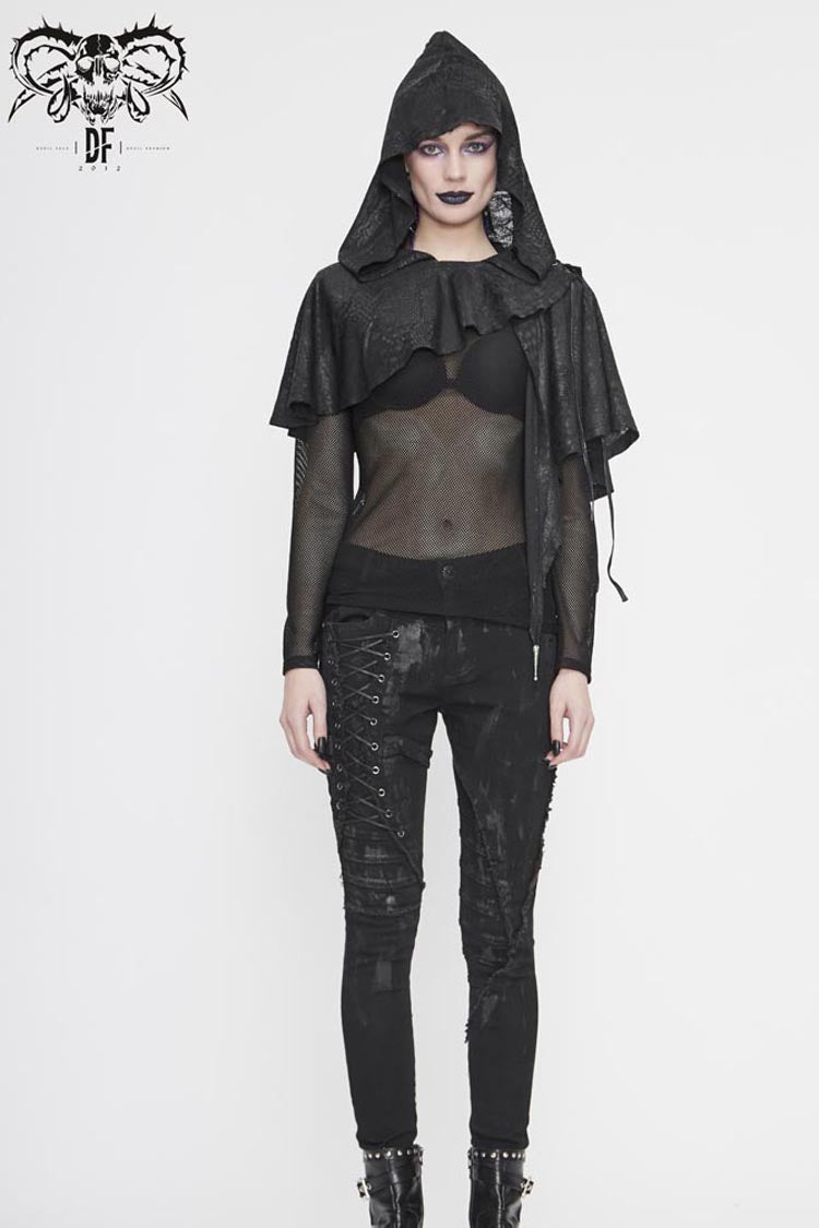 Umbra Vintage Knit Hooded Gothic Shawl for Women