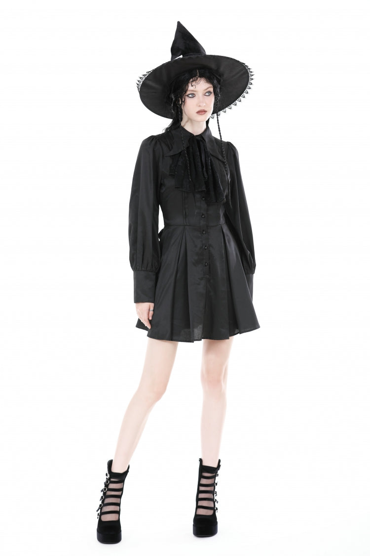 Gothic Dress with Lantern Sleeves and Necktie