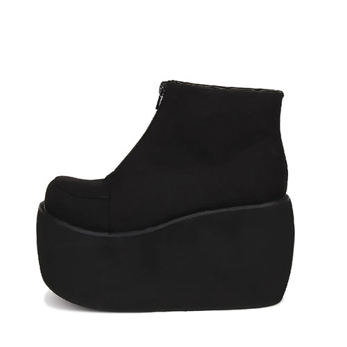 Classic Lolita Platform Boots with Front Zipper in Black