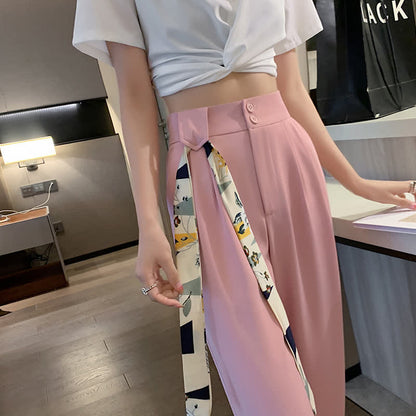 Wide Leg Drape Suit Pants With Waistband