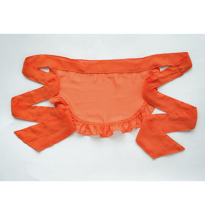 Pumpkin Bell Bow Decor Chiffon Maid Lingerie Set