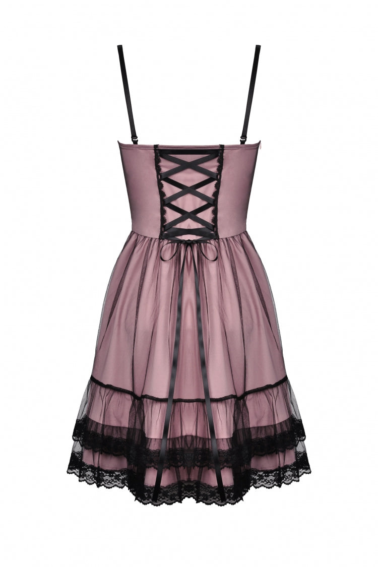 Pink Sleeveless Multi-Layered Lace Women's Lolita Slip Dress Graduation Dress