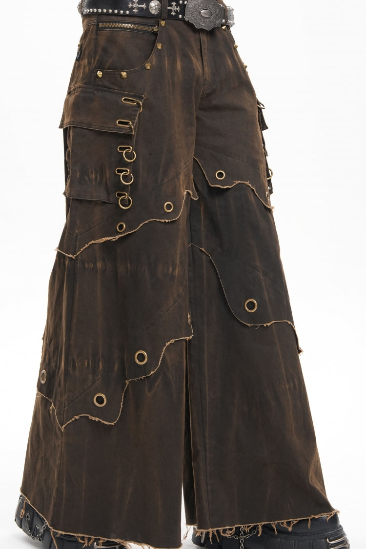 Men's Gothic Trousers with Eyelet Details and Pockets