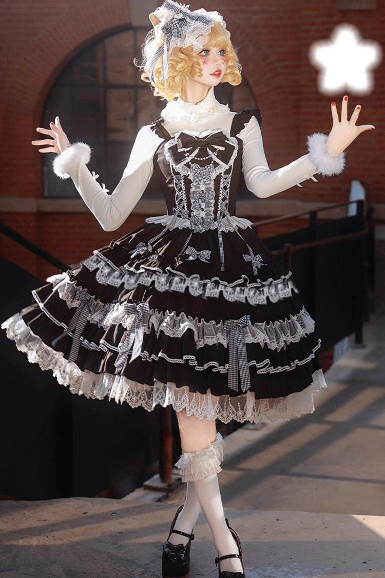 Multi-Layer Ruffle Sweet Lolita JSK Dress with Bow and Lace