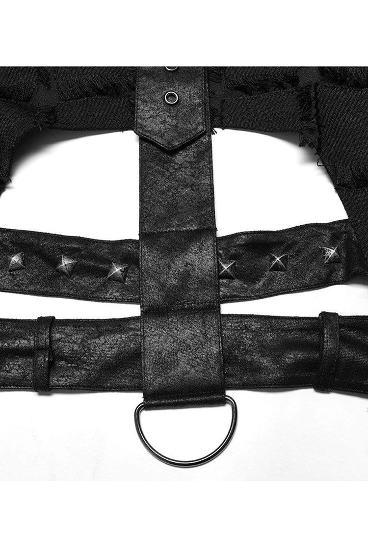 Gothic Asymmetric Faux Fur Back Cutout Leather Rivet Men's Vest